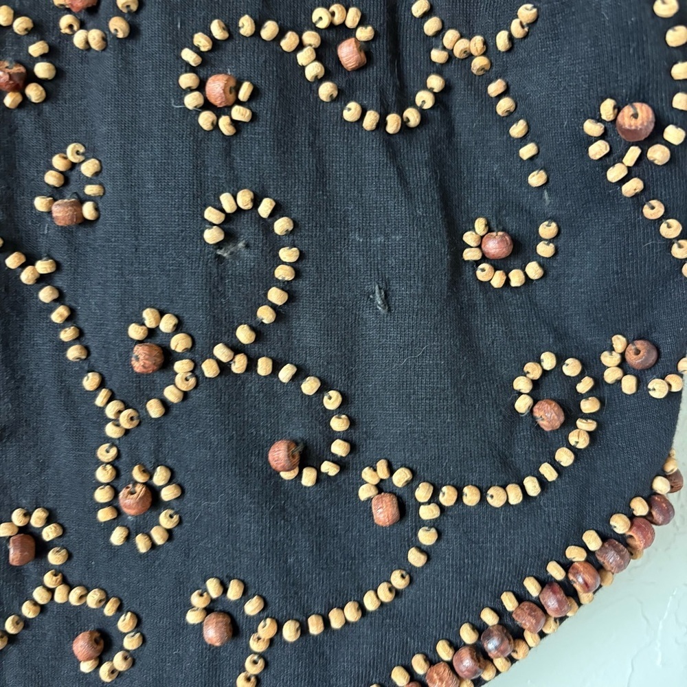 Vintage Fiber Optics Beaded Wooden Button Vest | 90s Boho Festival | L - Picture 8 of 12